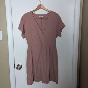 Madewell Mauve Wrap Short-Sleeve Mini Dress